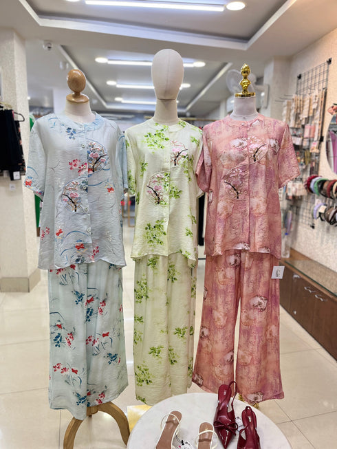 Summer Comfy Floral Embroidered and Print Co-Ord Sets